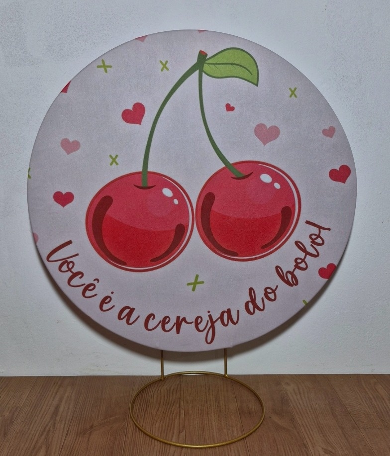 Mini Capa Painel Cerejinha 50Cm  - DIVINA BELLAS FESTAS PEGUE E MONTE