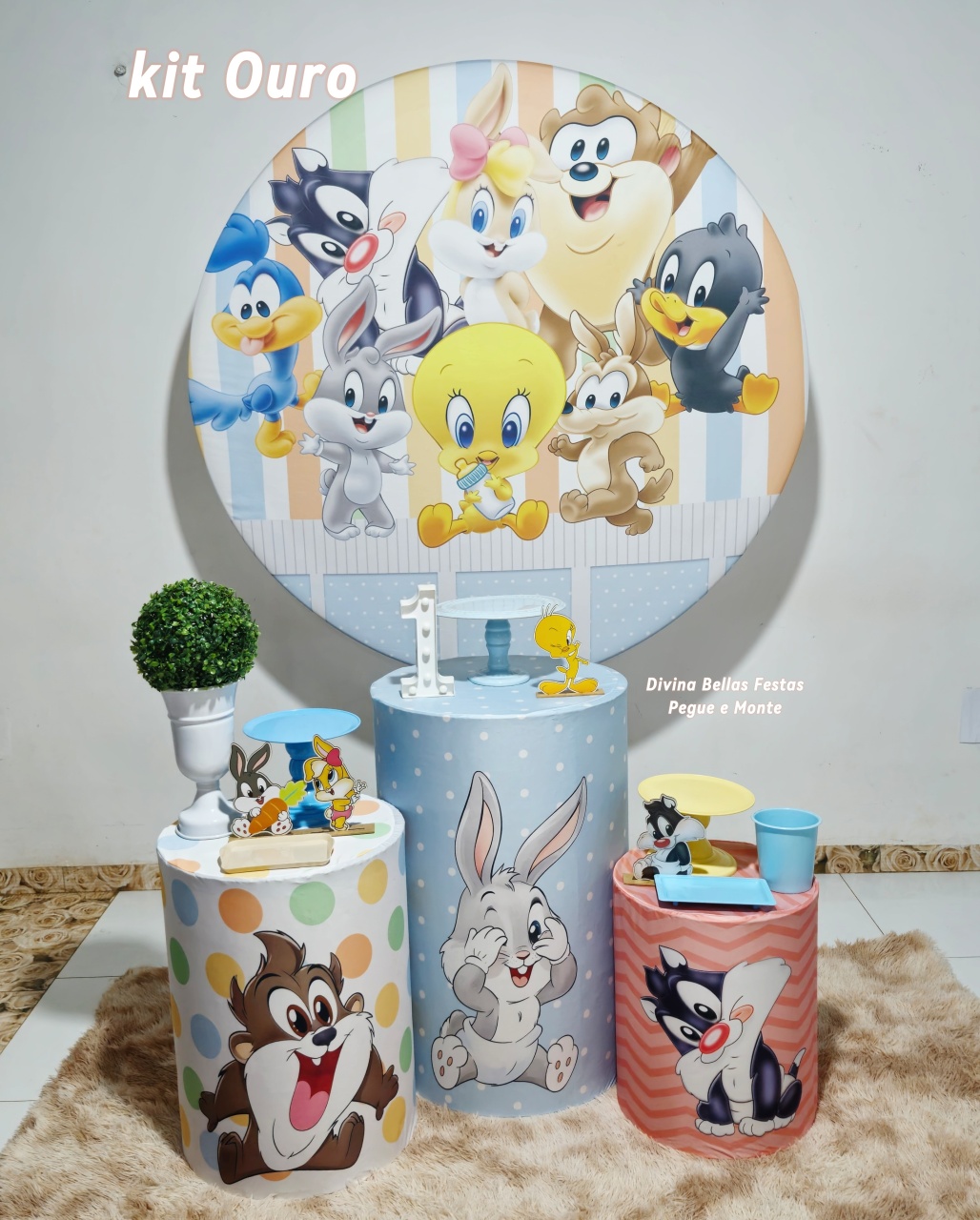 Kit Looney Tunes Ouro - DIVINA BELLAS FESTAS PEGUE E MONTE