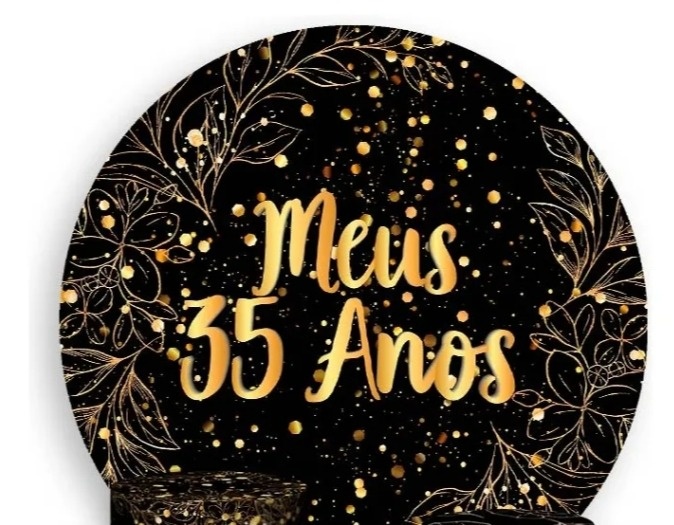 Capa Painel Meus 35 Anos Preto Com Dourado 1,5 - DIVINA BELLAS FESTAS PEGUE E MONTE