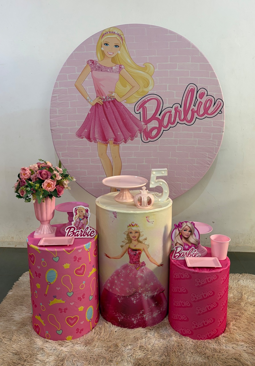 Kit Ouro Barbie Rosa Claro - DIVINA BELLAS FESTAS PEGUE E MONTE