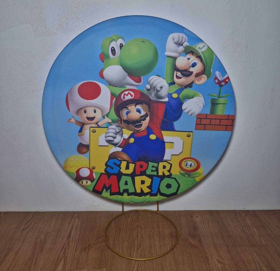 Mini Capa Painel Super Mário 50Cm - DIVINA BELLAS FESTAS PEGUE E MONTE