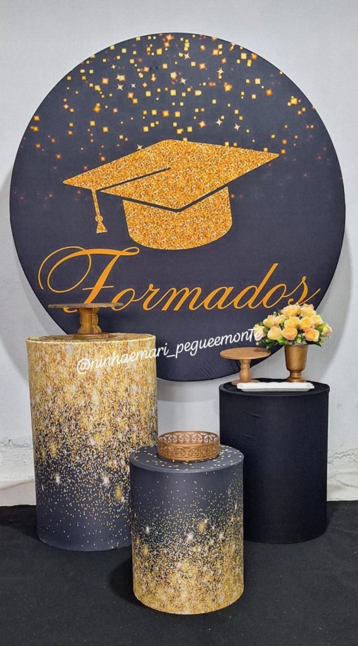 Kit Prata Formatura Preto Com Dourado  - N&M-pegue e monte