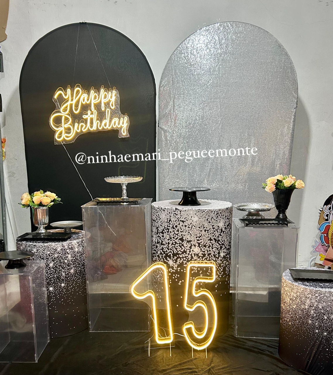 Kit Composição 15 Anos Preto Com Prata - N&M-pegue e monte
