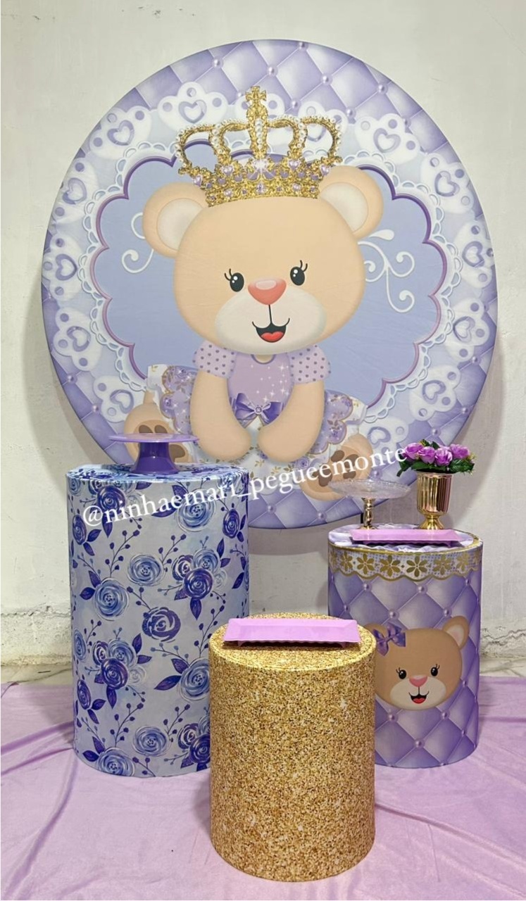 Kit Prata Ursinha Realeza Lilas - N&M-pegue e monte