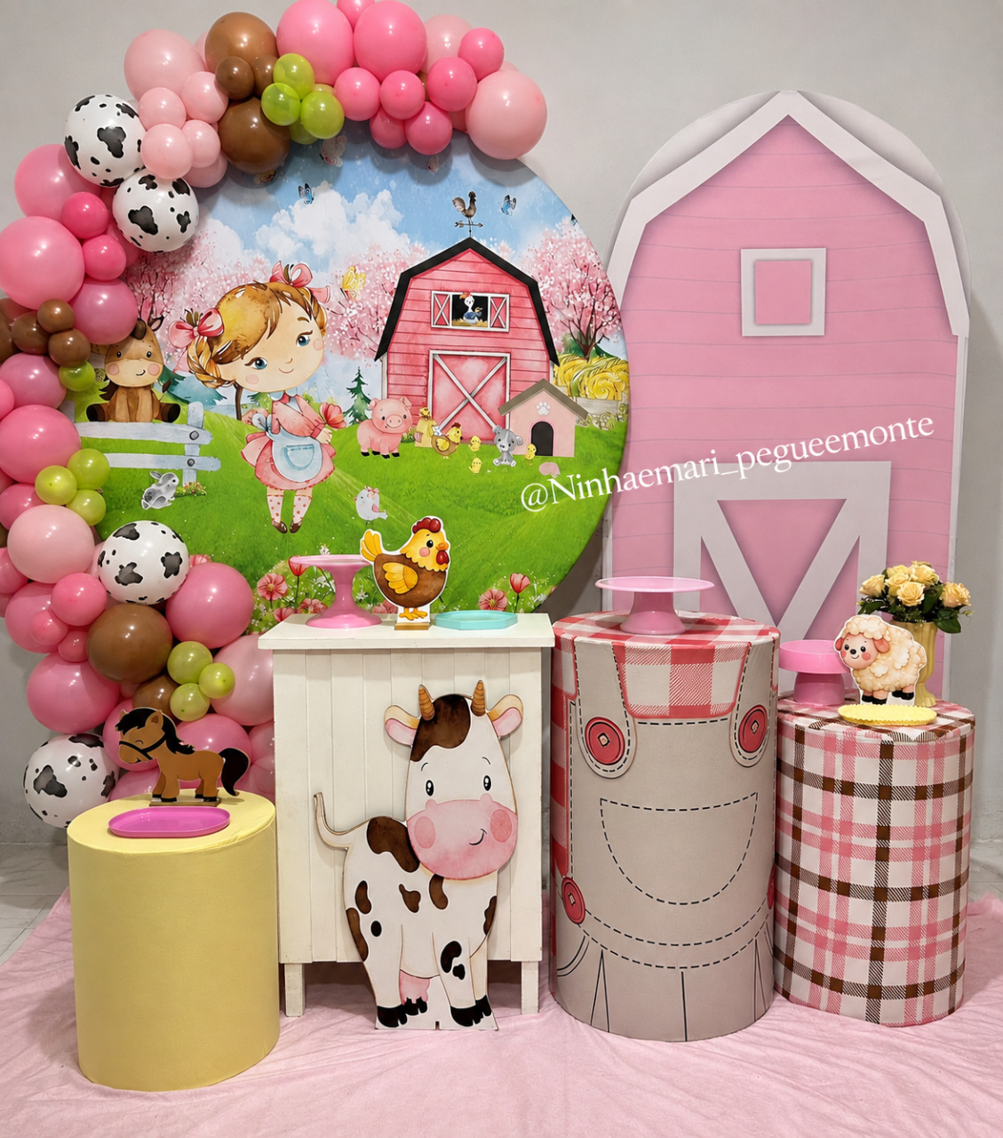 Decoração Fazendinha Rosa de Menina - N&M-pegue e monte