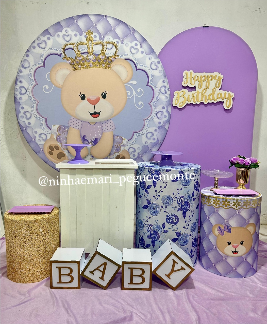 Kit Diamante Ursinha Lilas  - N&M-pegue e monte