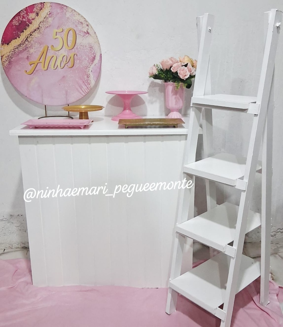 Kit Mesa Acessórios 50 Anos Rosa - N&M-pegue e monte