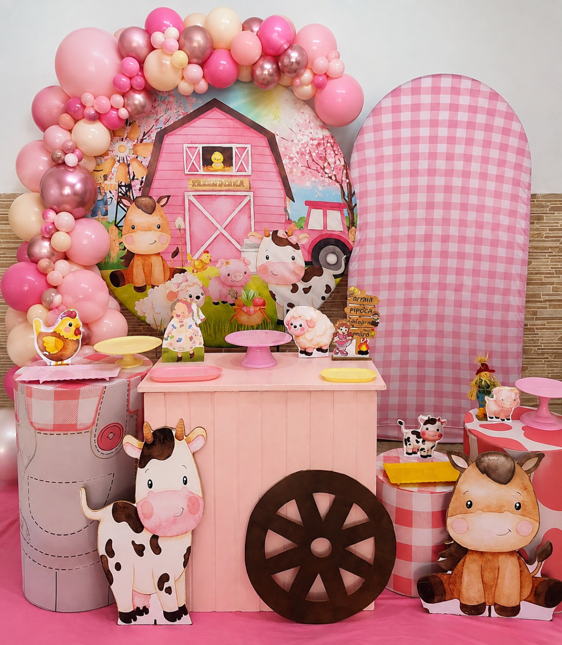 Decoração Kit Diamante Fazendinha Rosa - N&M-pegue e monte