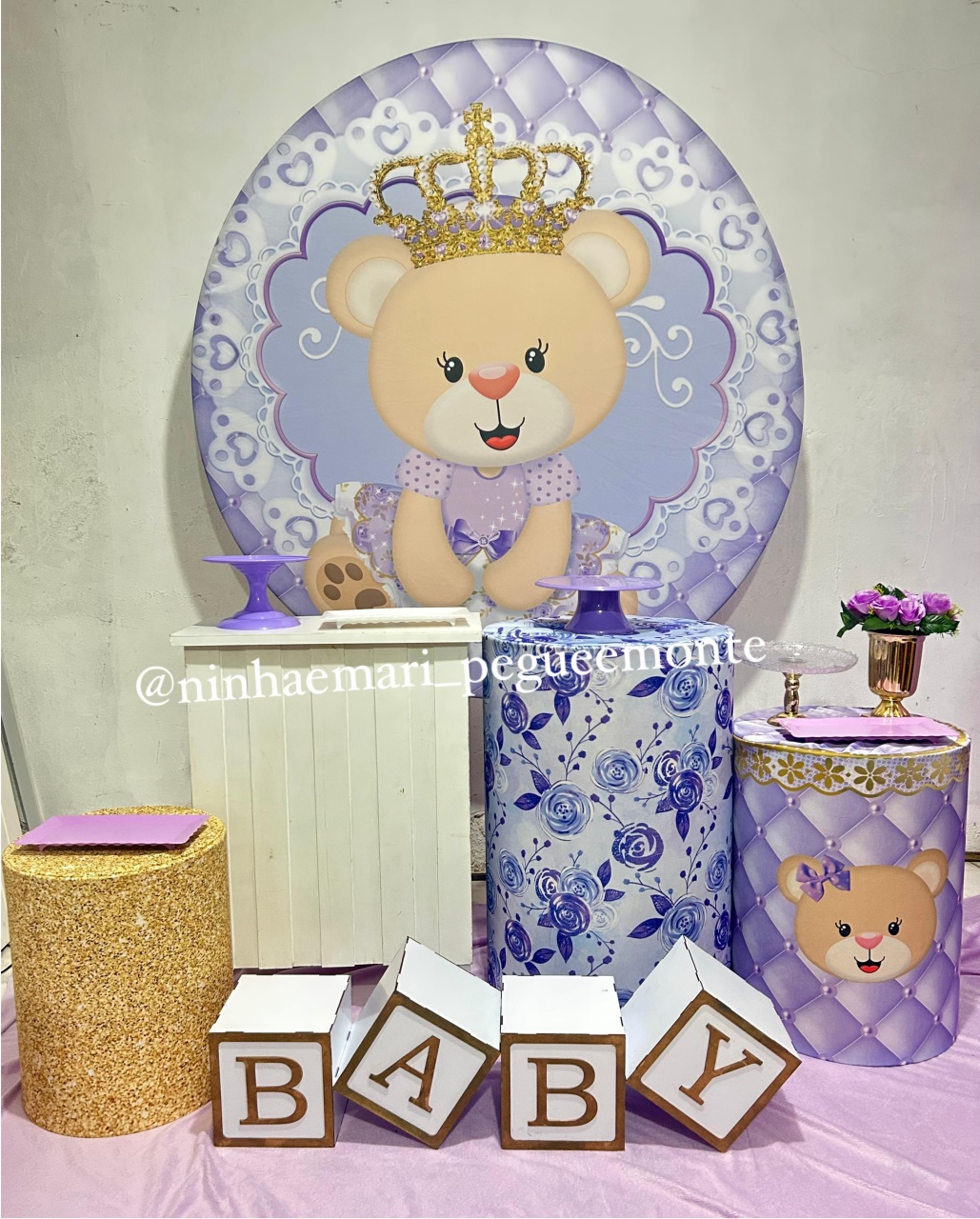 Kit Ouro Ursinha Realeza Lilas - N&M-pegue e monte