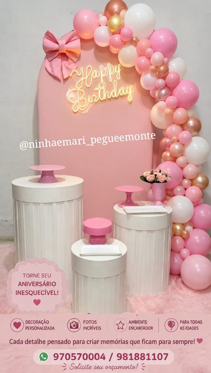 Decoração Laço Rosa - N&M-pegue e monte