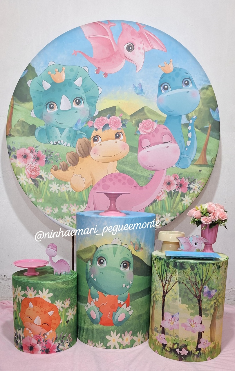 Kit Prata Dino Baby Rosa - N&M-pegue e monte