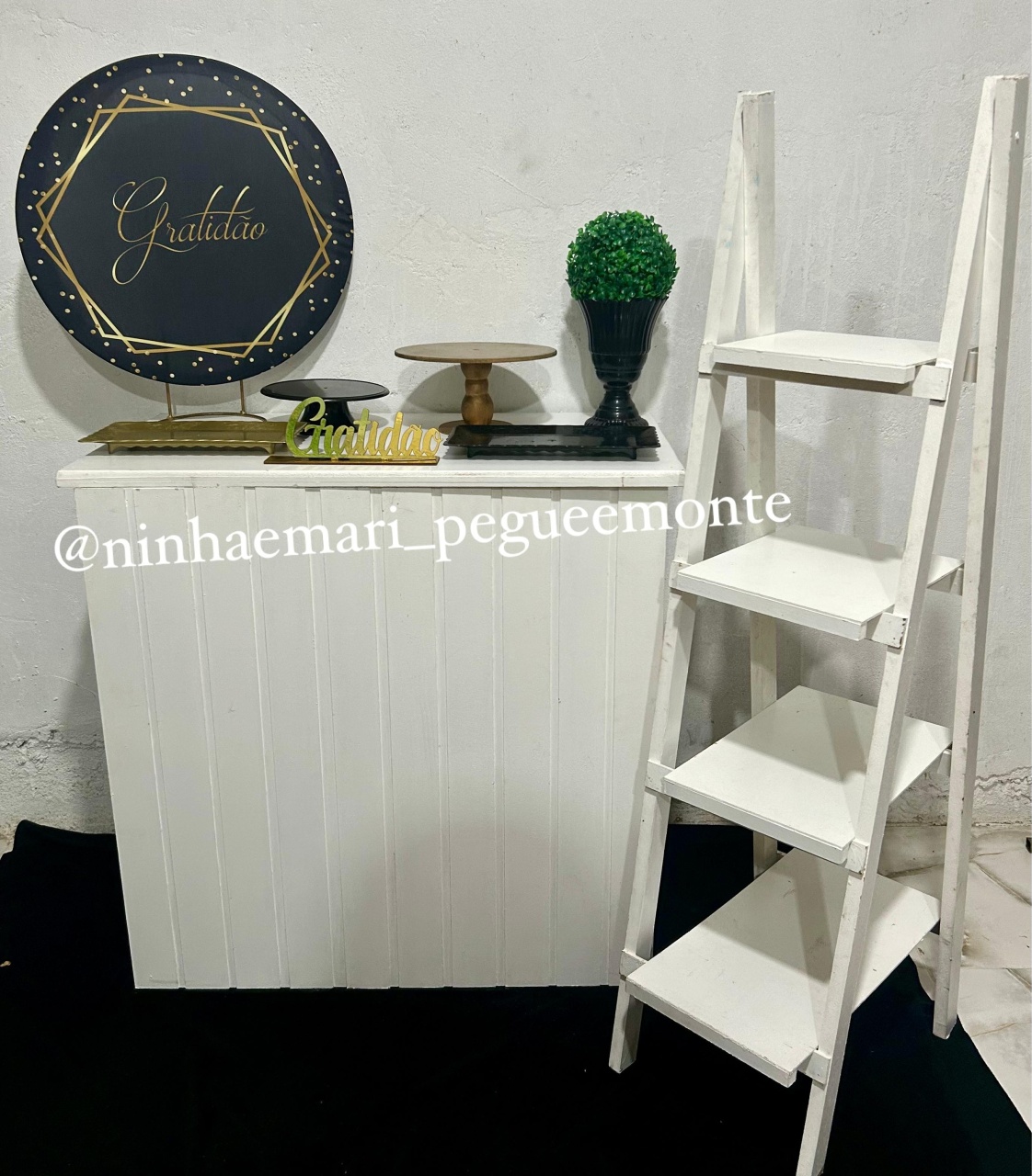 Kit Mesa Acessórios Gratidão Preto E Dourado  - N&M-pegue e monte