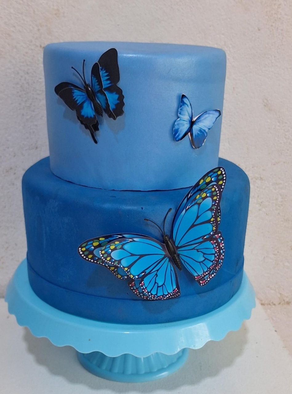 Bolofake Borboleta Azul - N&M-pegue e monte
