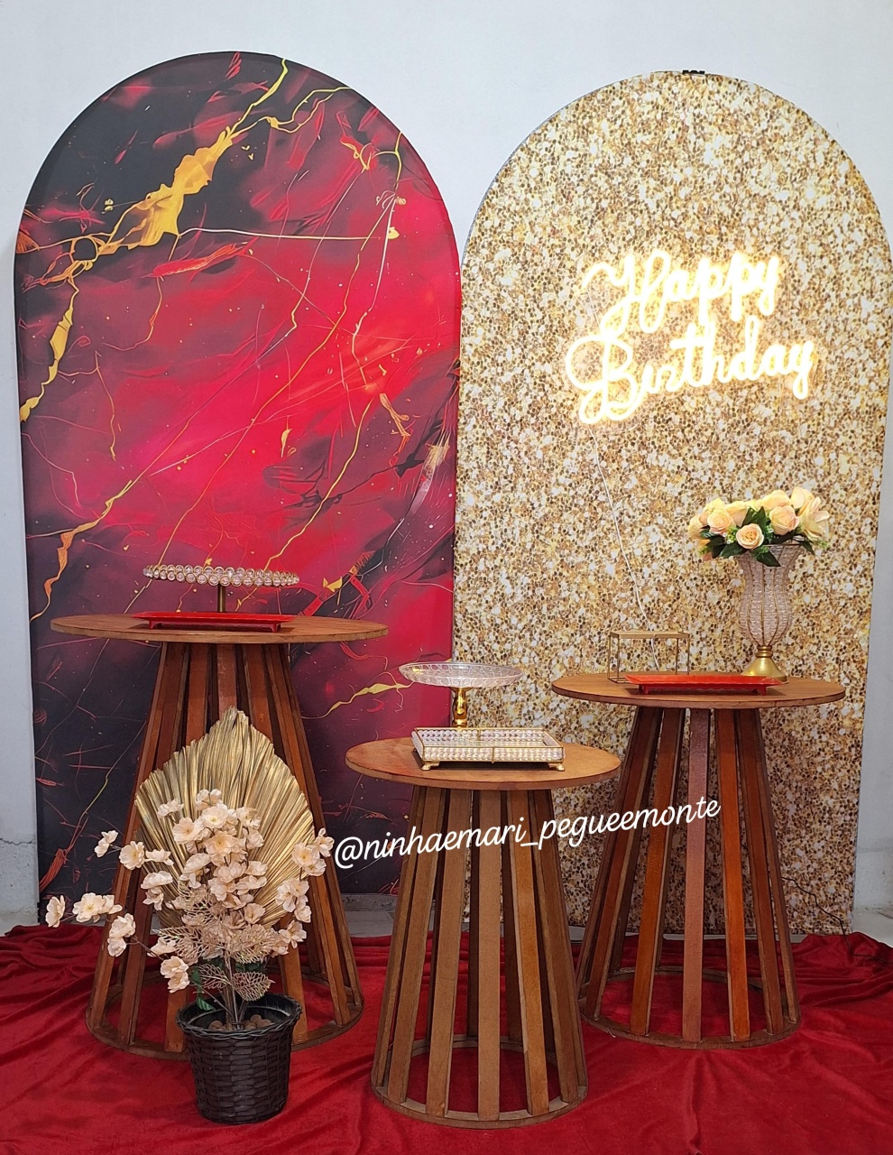 Kit Platina Marmore Vermelho E Dorado - N&M-pegue e monte