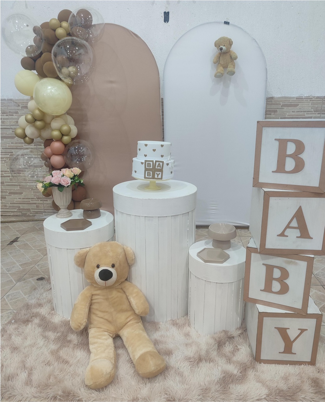 Kit Composição Chá de Bebê Bege - N&M-pegue e monte