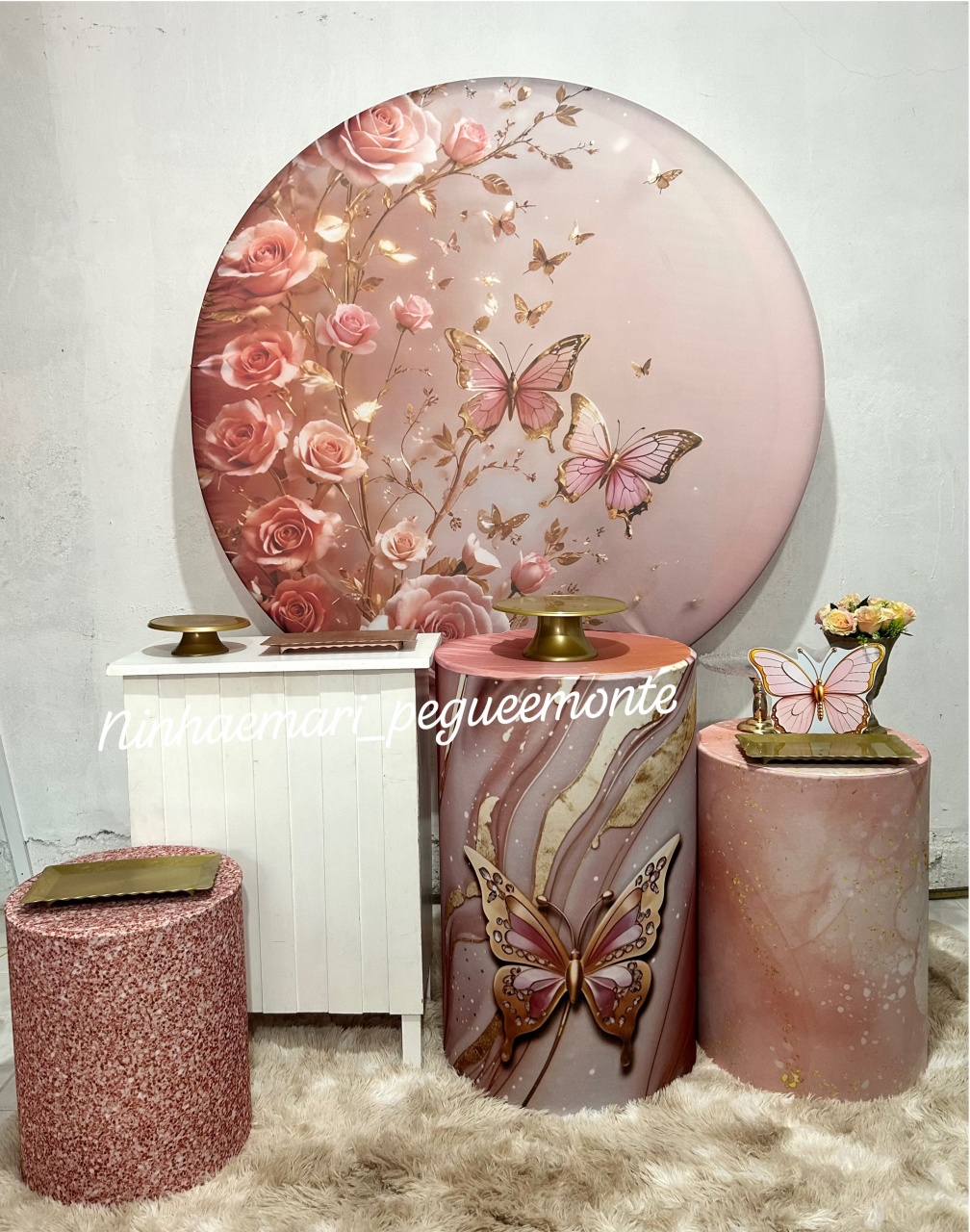 Kit Ouro Borboleta Rose - N&M-pegue e monte