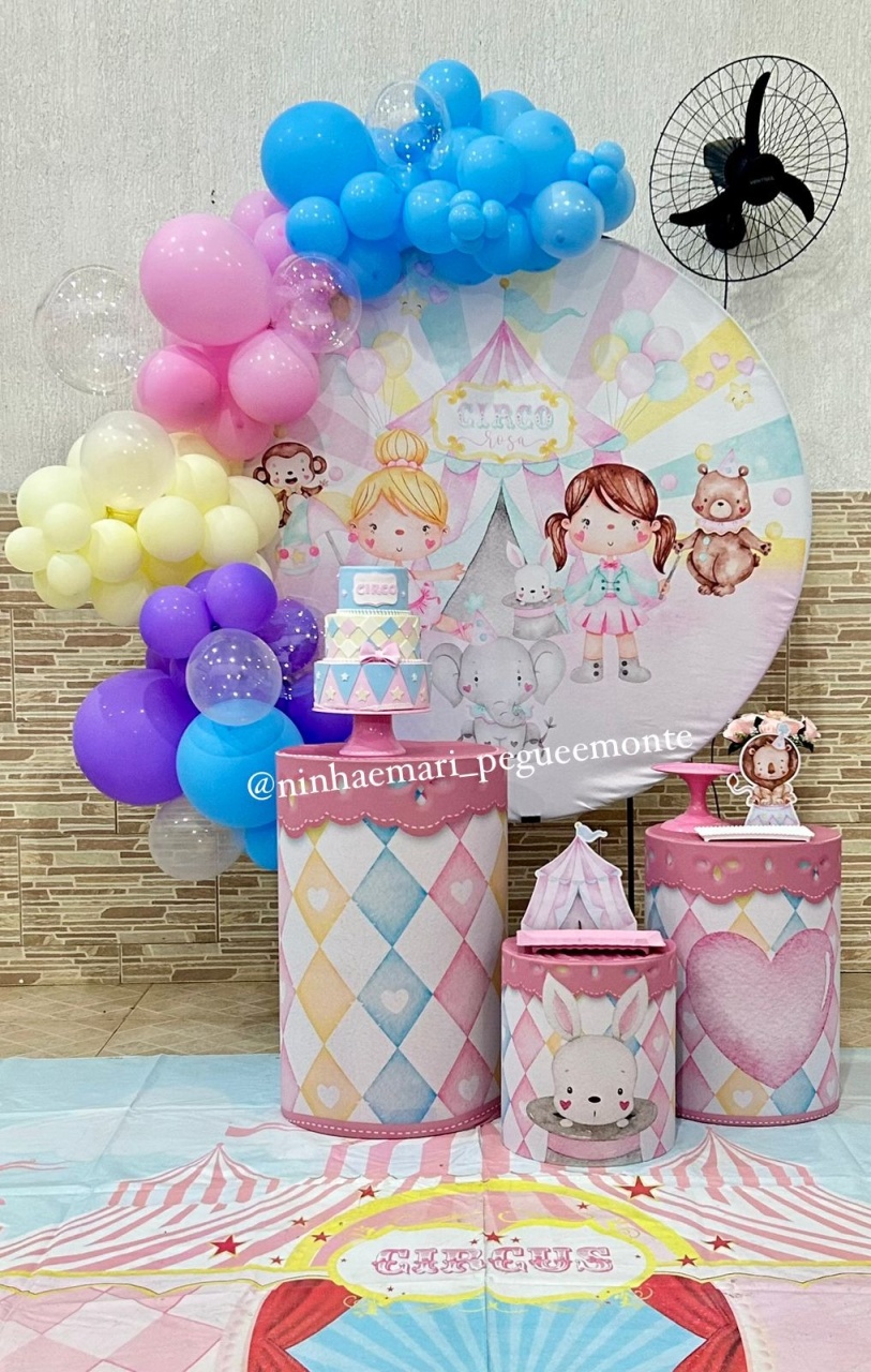 Kit Prata Circo Rosa - N&M-pegue e monte
