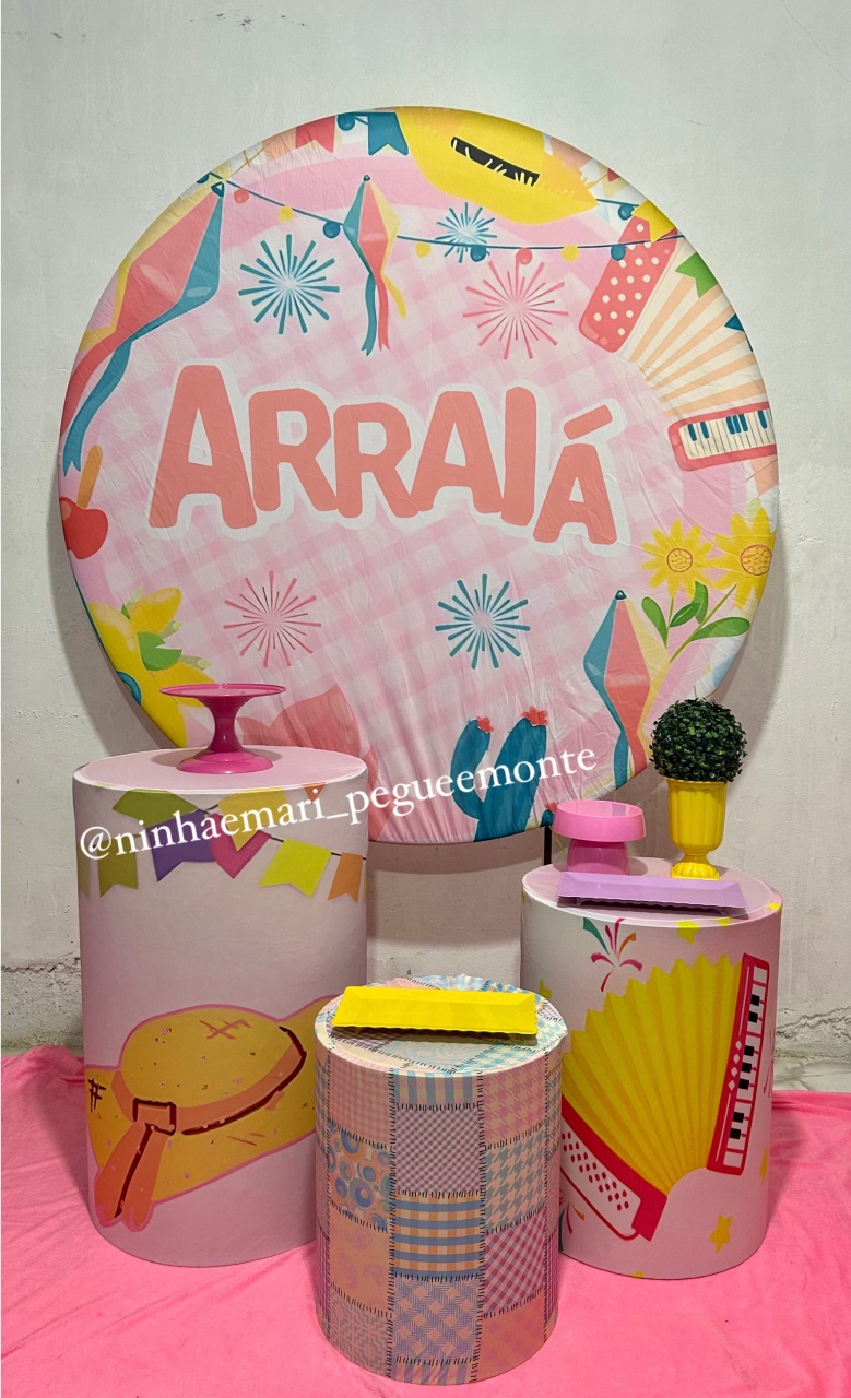 Kit Prata Festa Junina Rosa - N&M-pegue e monte