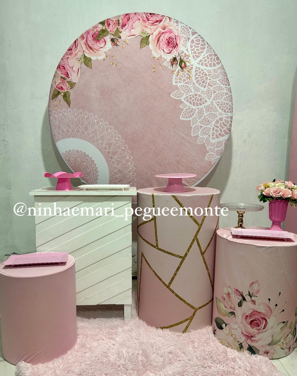 Kit Ouro Rosa Floral - N&M-pegue e monte
