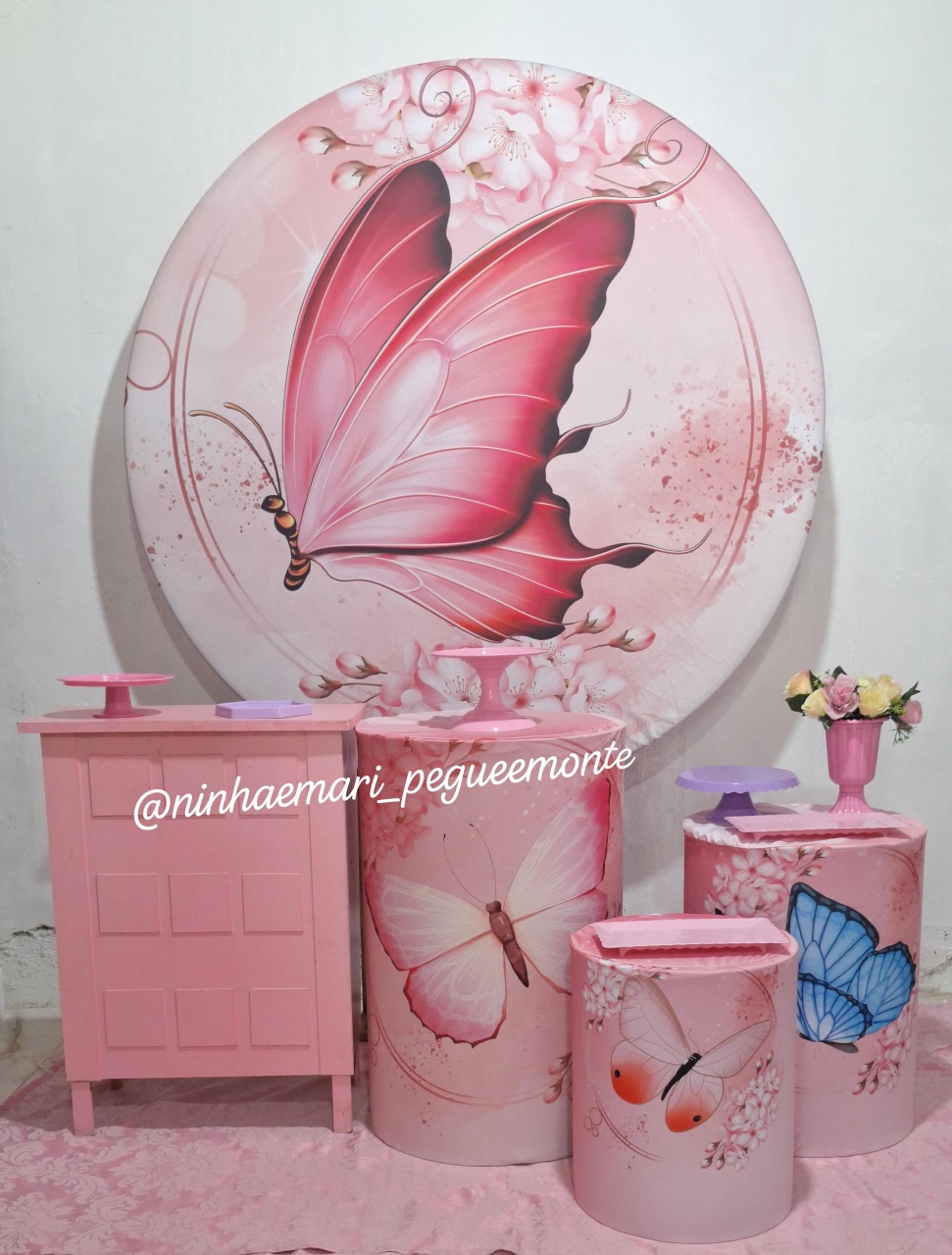 Kit Ouro Borboleta Rosa - N&M-pegue e monte