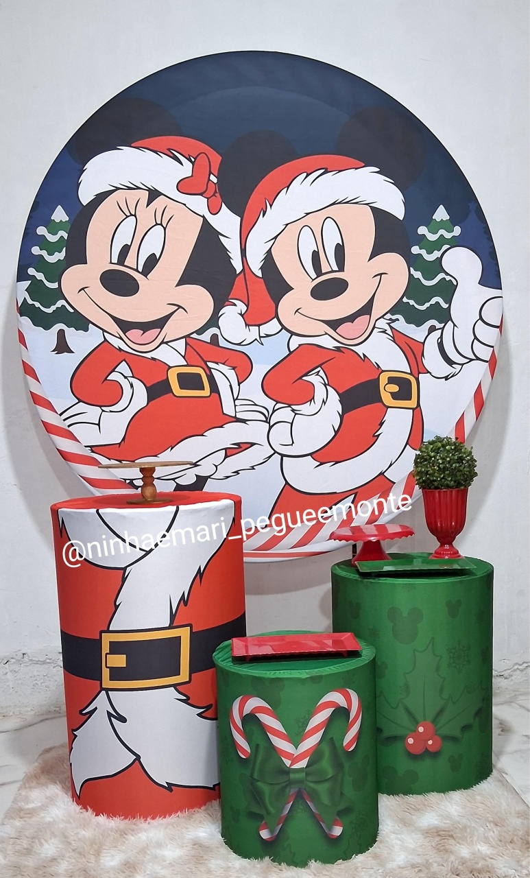 Kit Prata Natal Mickey E Minnie - N&M-pegue e monte