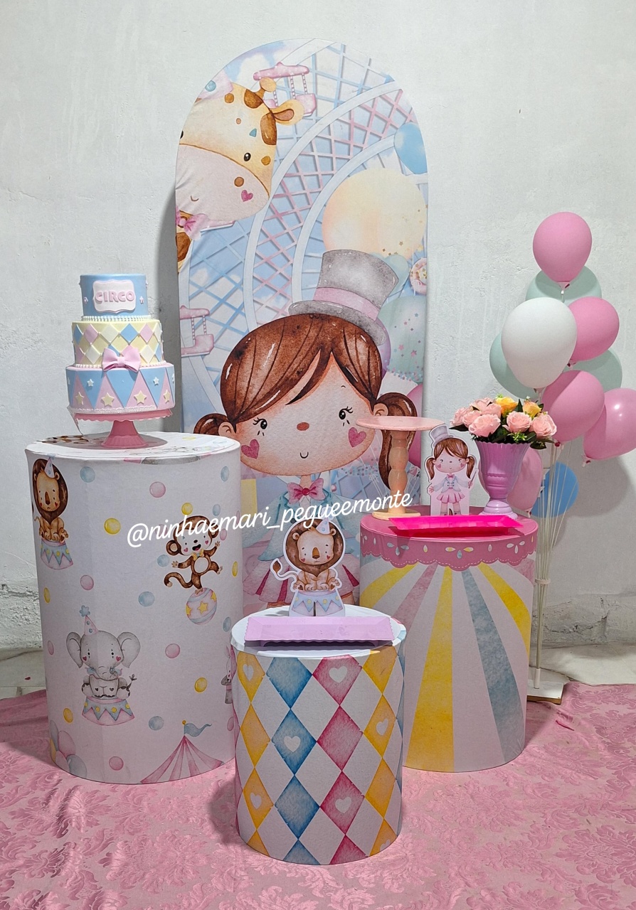 Kit Luxo 3 Circo Rosa - N&M-pegue e monte