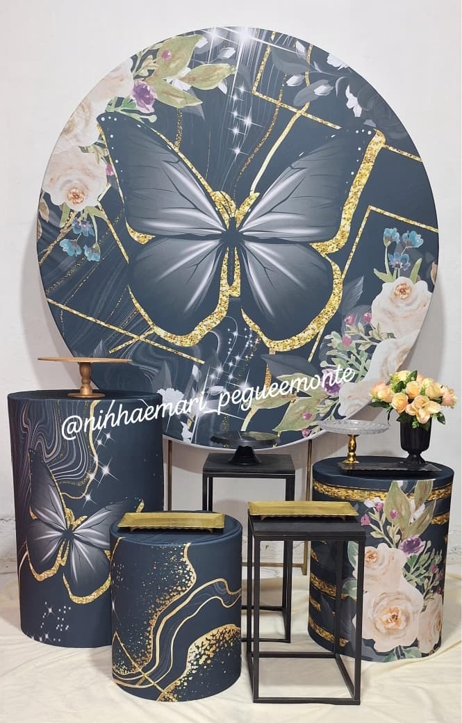 Kit Ouro Borboleta Preta Com Dourado  - N&M-pegue e monte