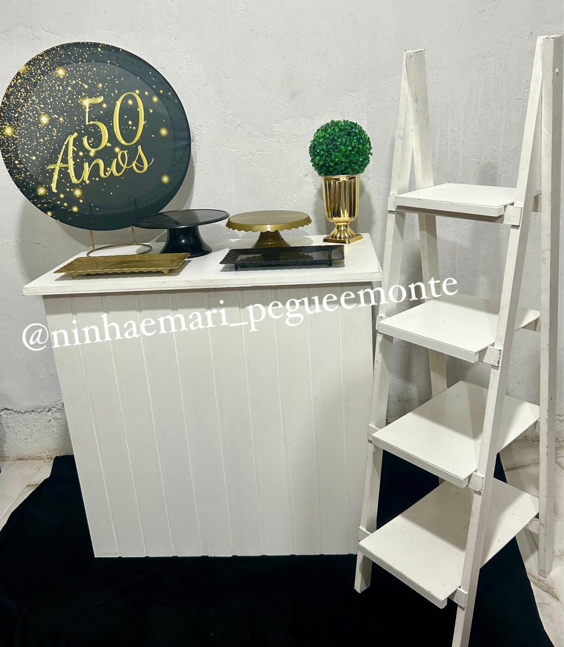 Kit Mesa 50 Anos Preto Com Dourado  - N&M-pegue e monte