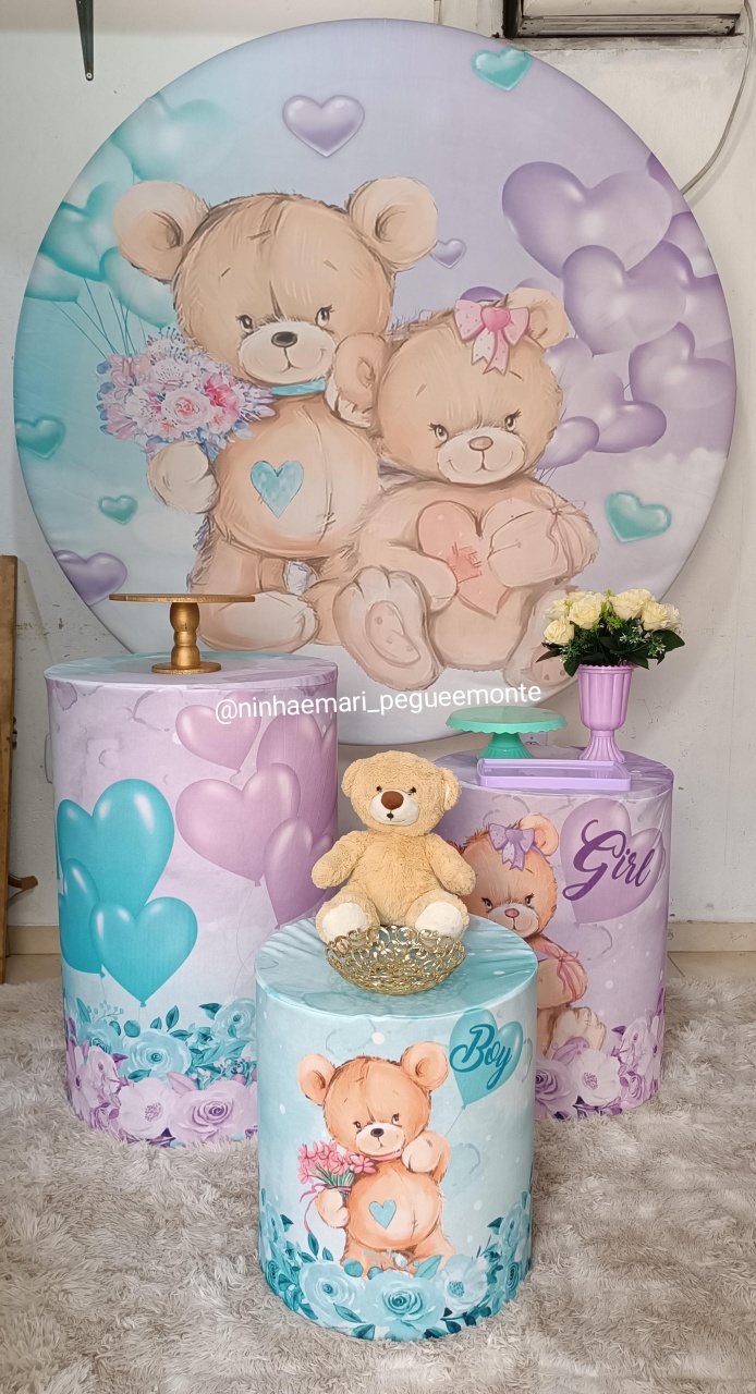 Kit Prata Chá Revelação Ursinhos - N&M-pegue e monte