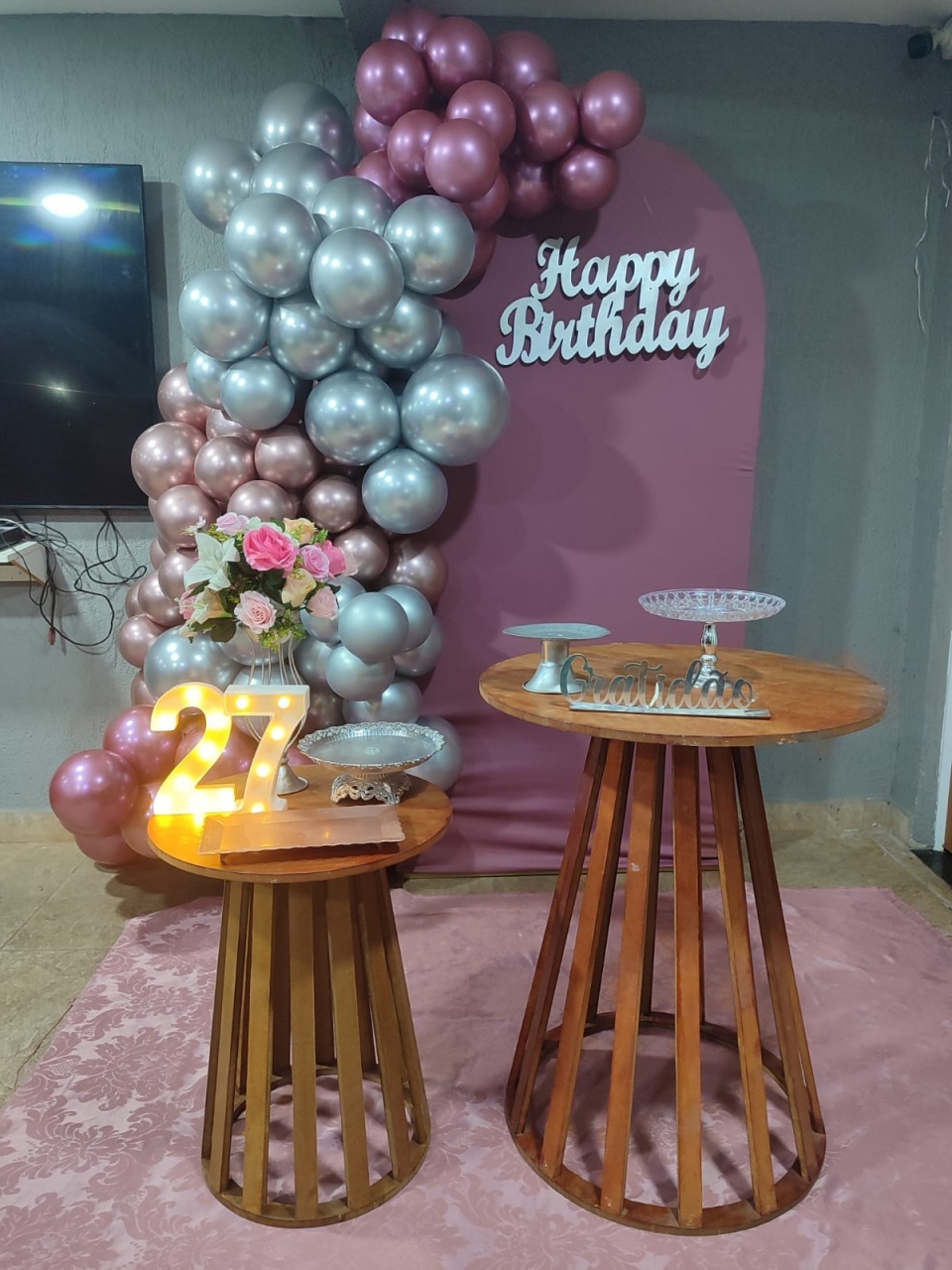 Decoração Platina Rose - N&M-pegue e monte