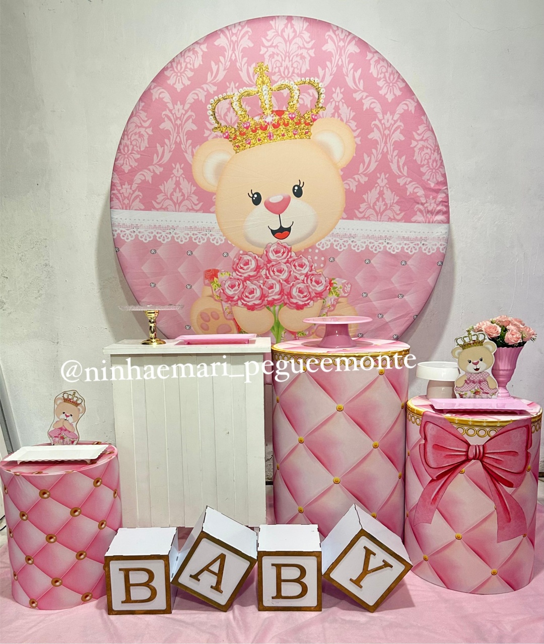 Kit Ouro Ursinha Realeza Rosa - N&M-pegue e monte