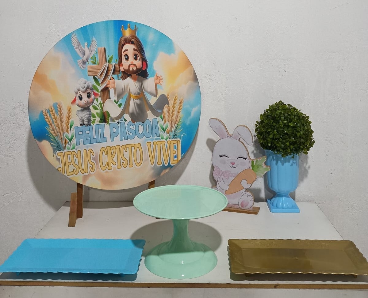 Kit Mesa Pascoa Com Jesus - N&M-pegue e monte