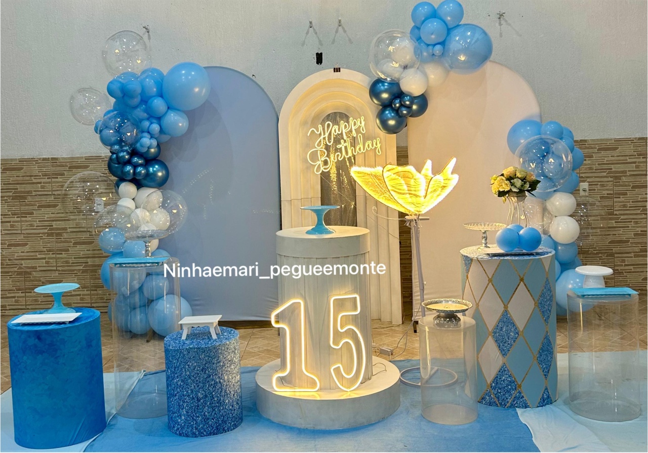 Decoração 15 Anos Azul Oceano - N&M-pegue e monte