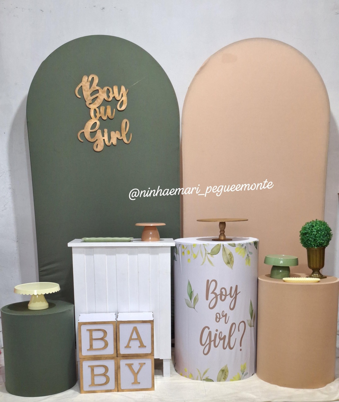 Chá Revelação Verde Oliva E Beg - N&M-pegue e monte