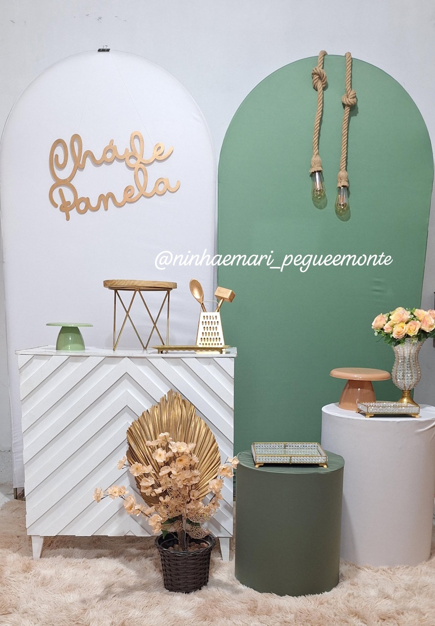 Kit Chá de Panela Branco E Verde Oliva - N&M-pegue e monte