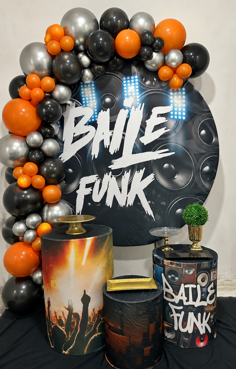 Decoração Kit Prata Baile Funk - N&M-pegue e monte