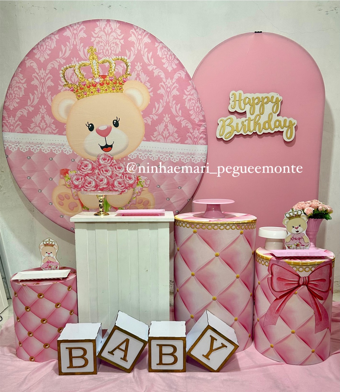 Kit Diamante Ursinha Realeza Rosa - N&M-pegue e monte