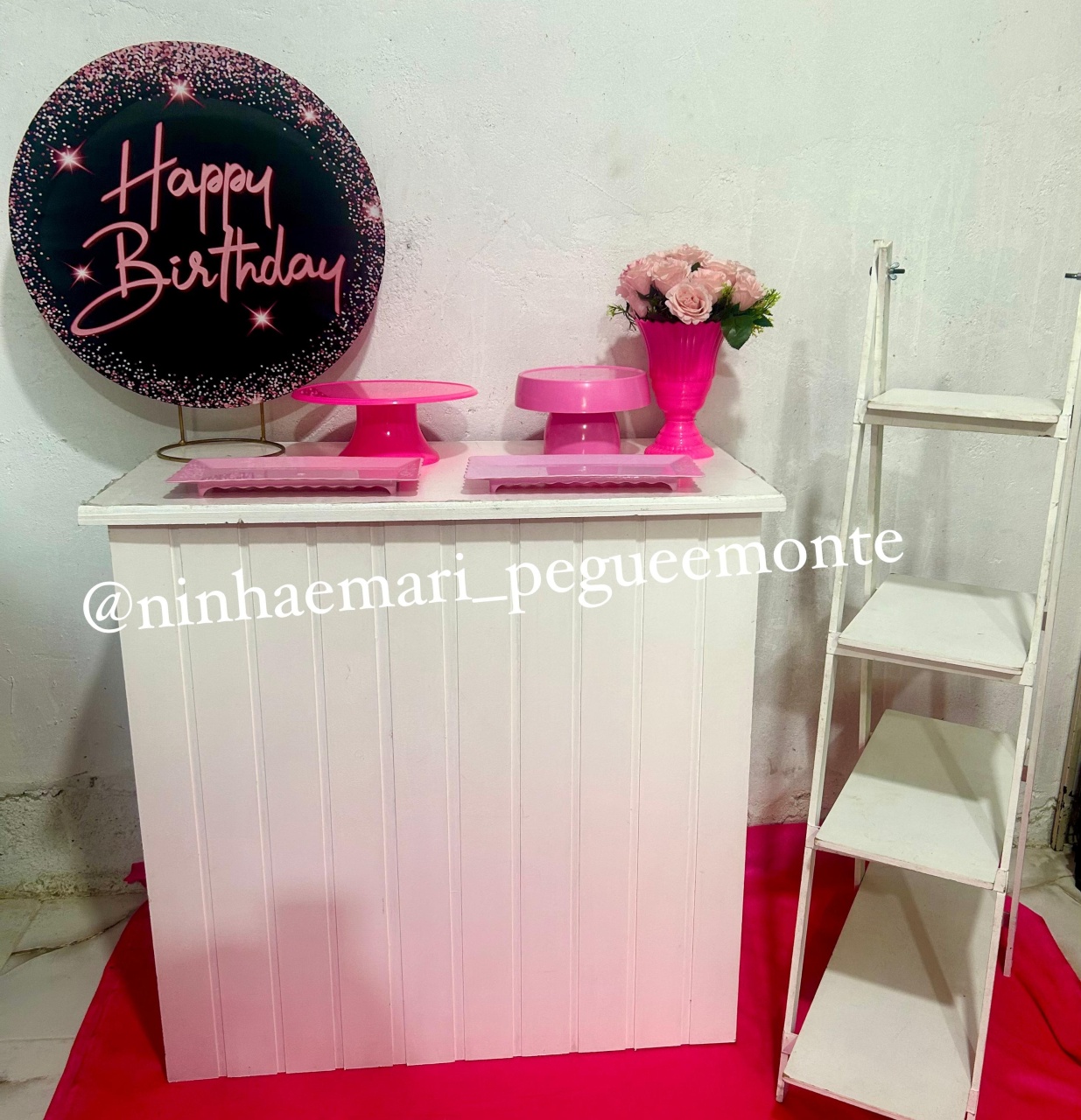 Happy Birthday Preto Com Pink - N&M-pegue e monte