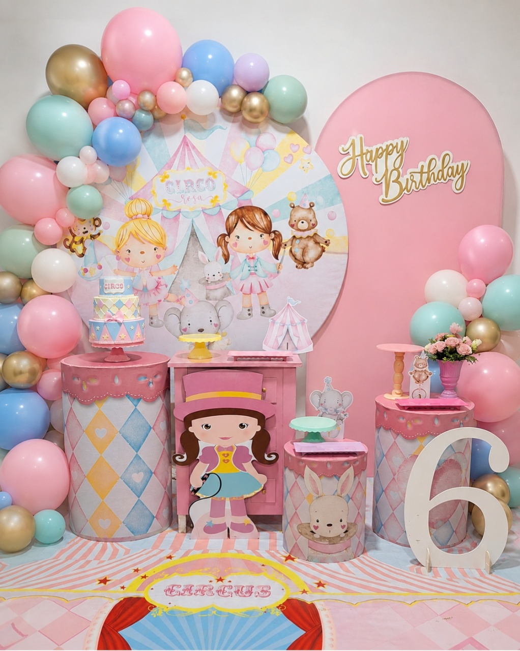 Decoração Kit Diamante Circo Rosa - N&M-pegue e monte