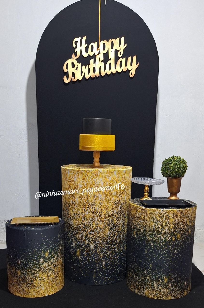Kit Luxo 3 Preto Com Dourado - N&M-pegue e monte
