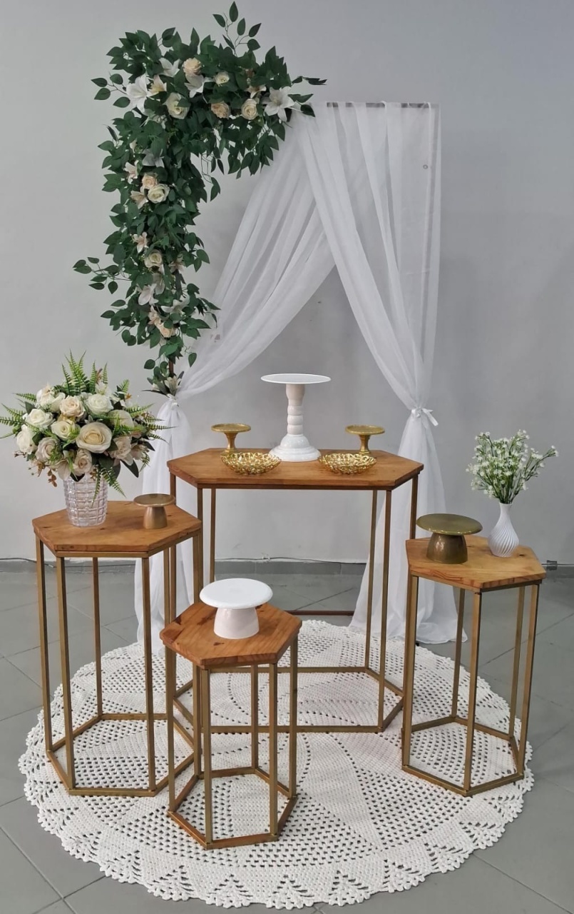Composição Casamento Mesa Sextavada - Lili decorações pegue emonte