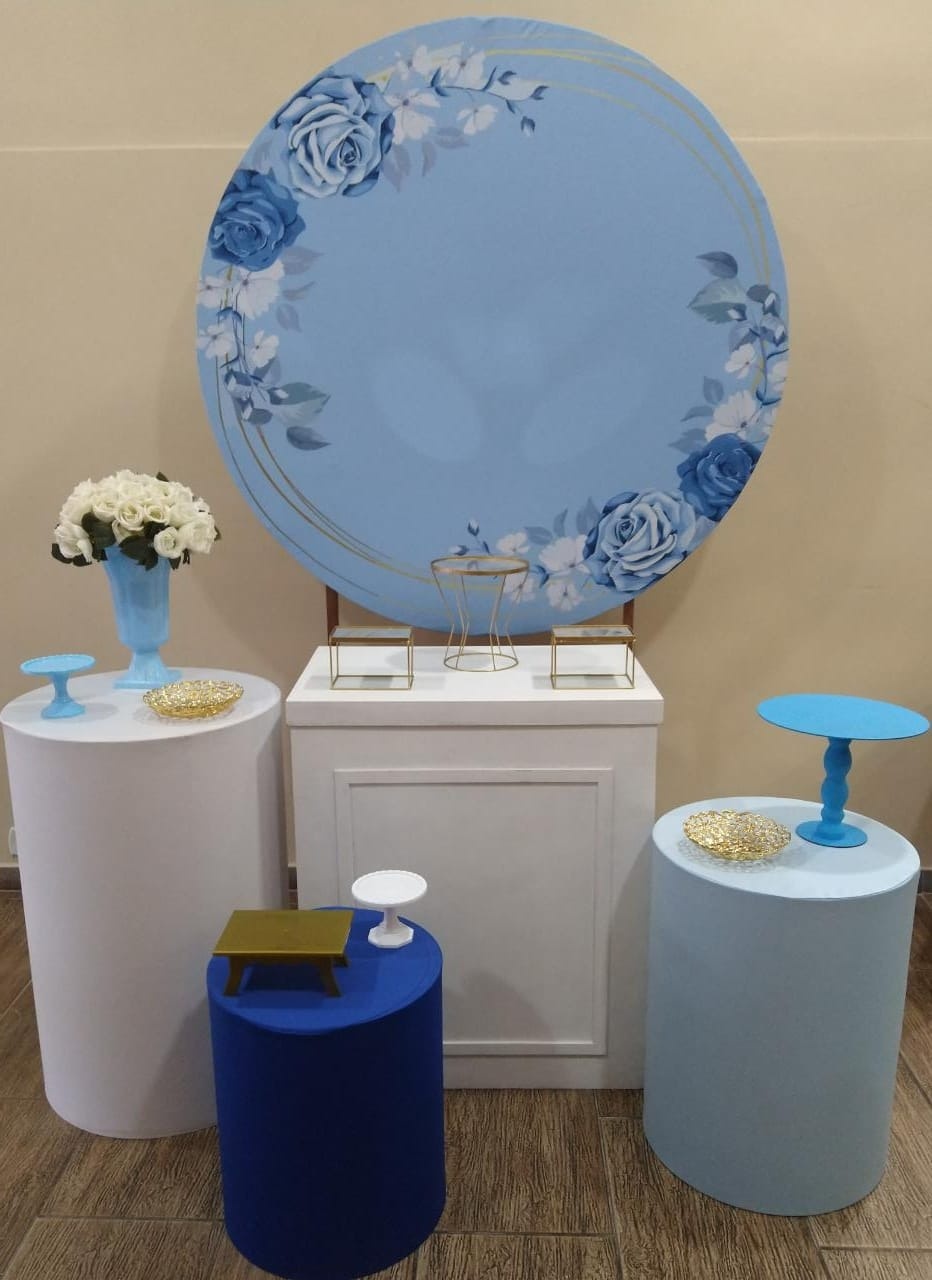 Kit Prata Floral Azul Bebe - Lili decorações pegue emonte