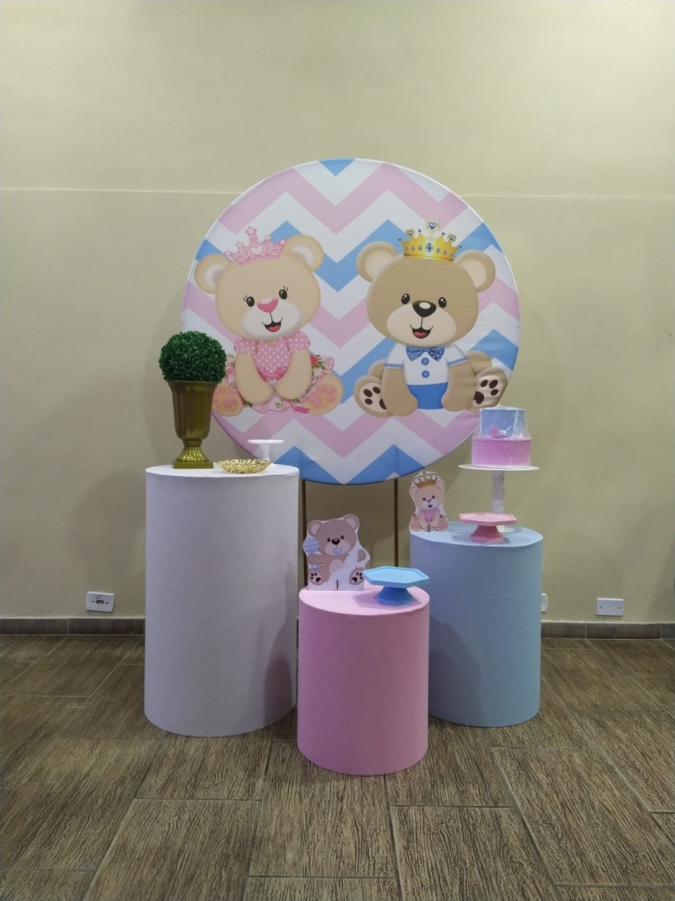 Kit Bronze Chá Revelação Azul E Rosa - Lili decorações pegue emonte