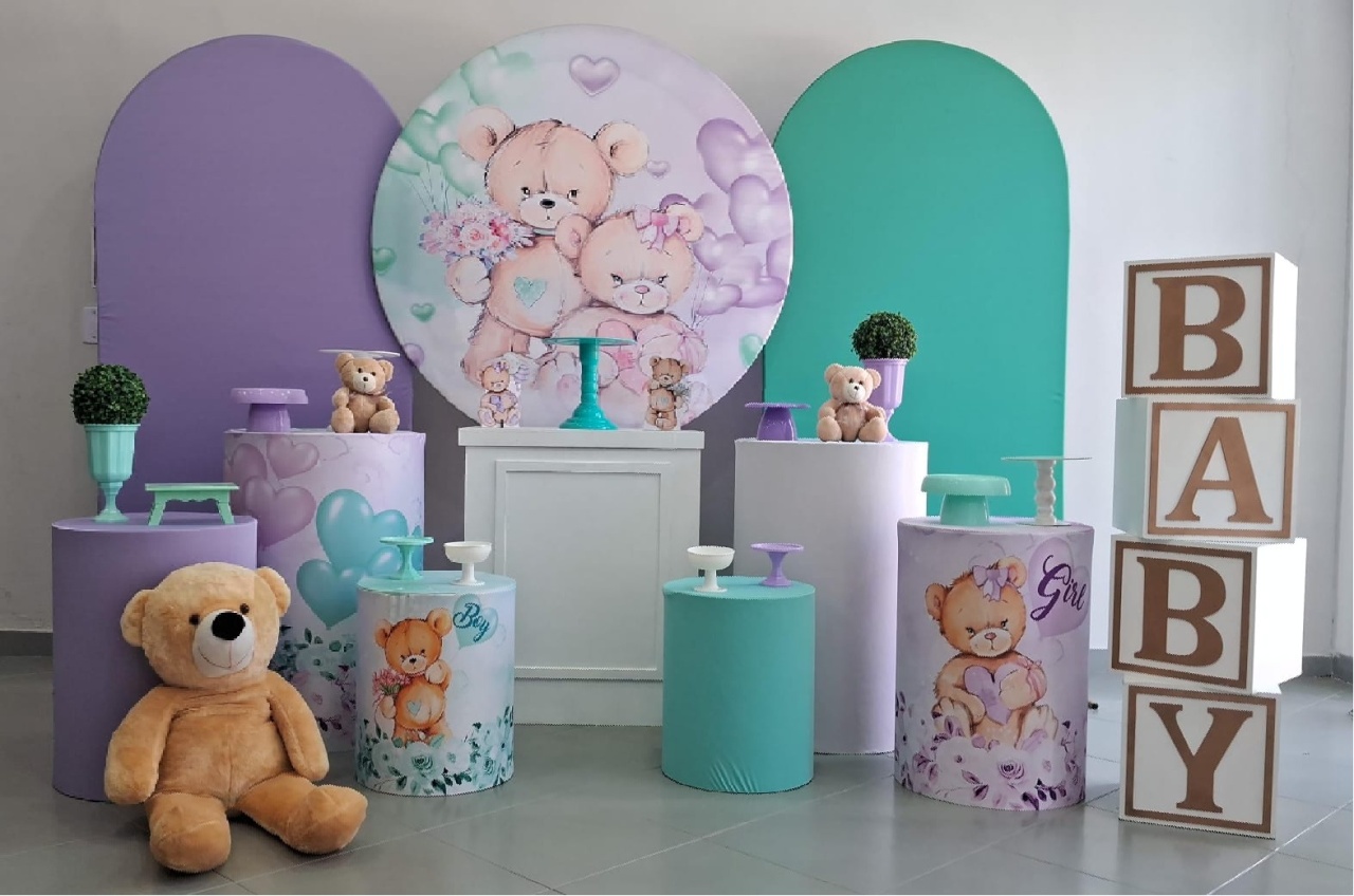 Kit Luxo Chá Revelação Verde E Lilás  - Lili decorações pegue emonte