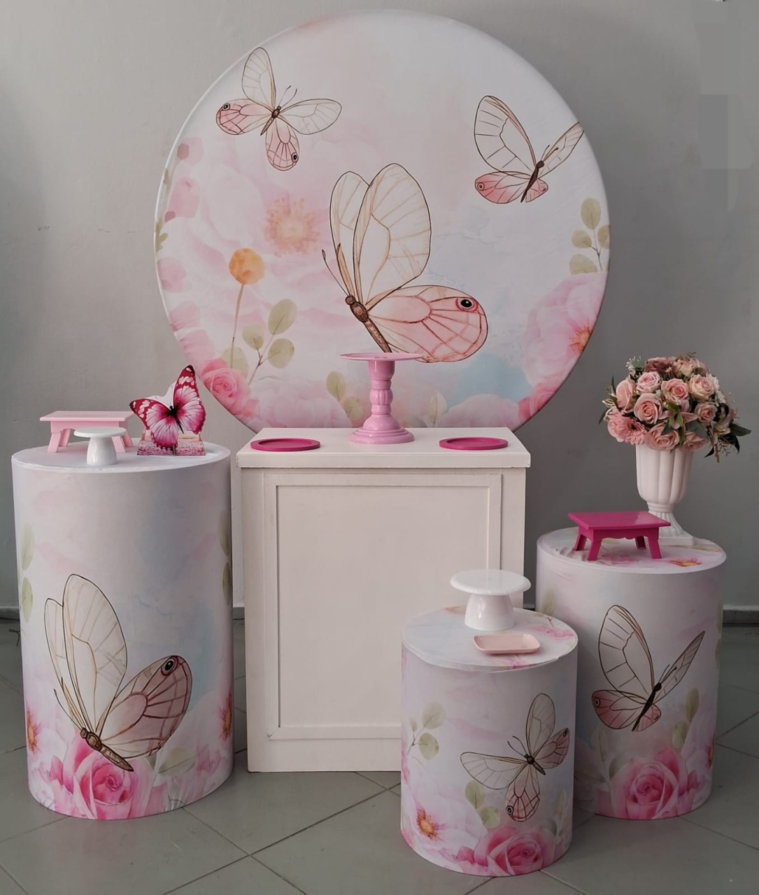 Kit Prata Borboleta Rosa Novo - Lili decorações pegue emonte