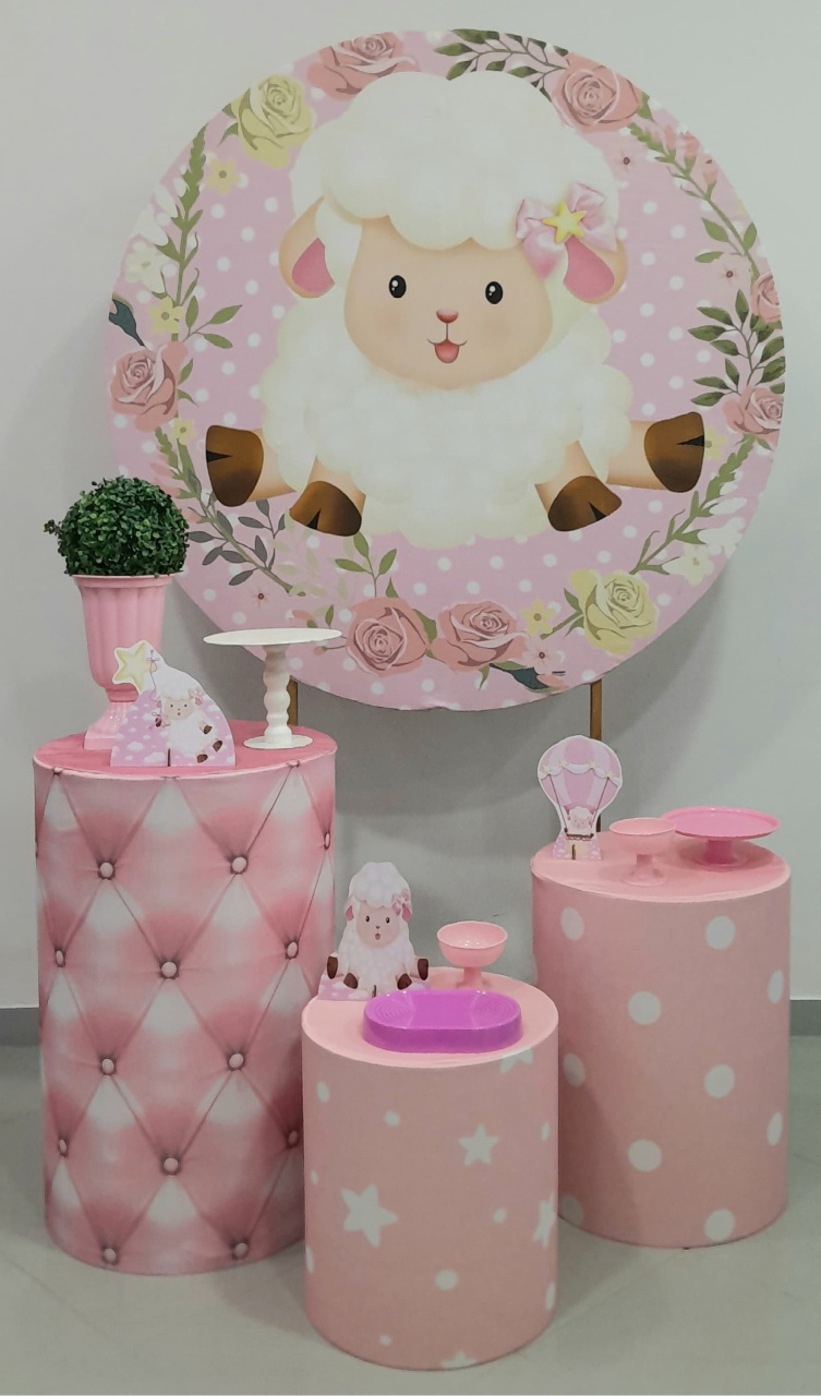 Kit Bronze Ovelinha Rosa - Lili decorações pegue emonte