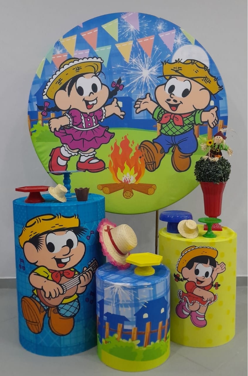 Kit Bronze Arraiá Festa Junina Monica E Cebolinha  - Lili decorações pegue emonte