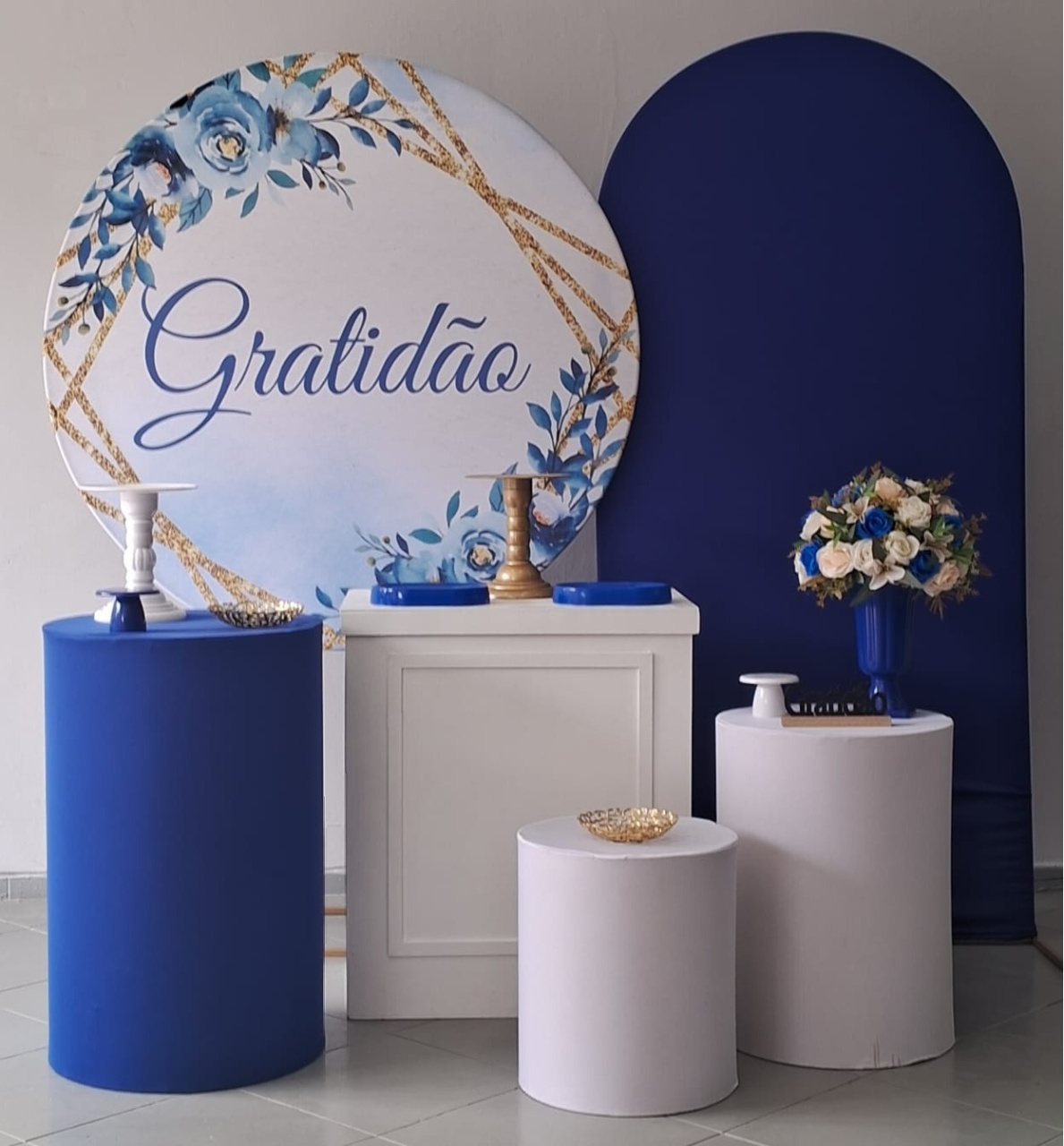 Kit Ouro Gratidão Azul  - Lili decorações pegue emonte