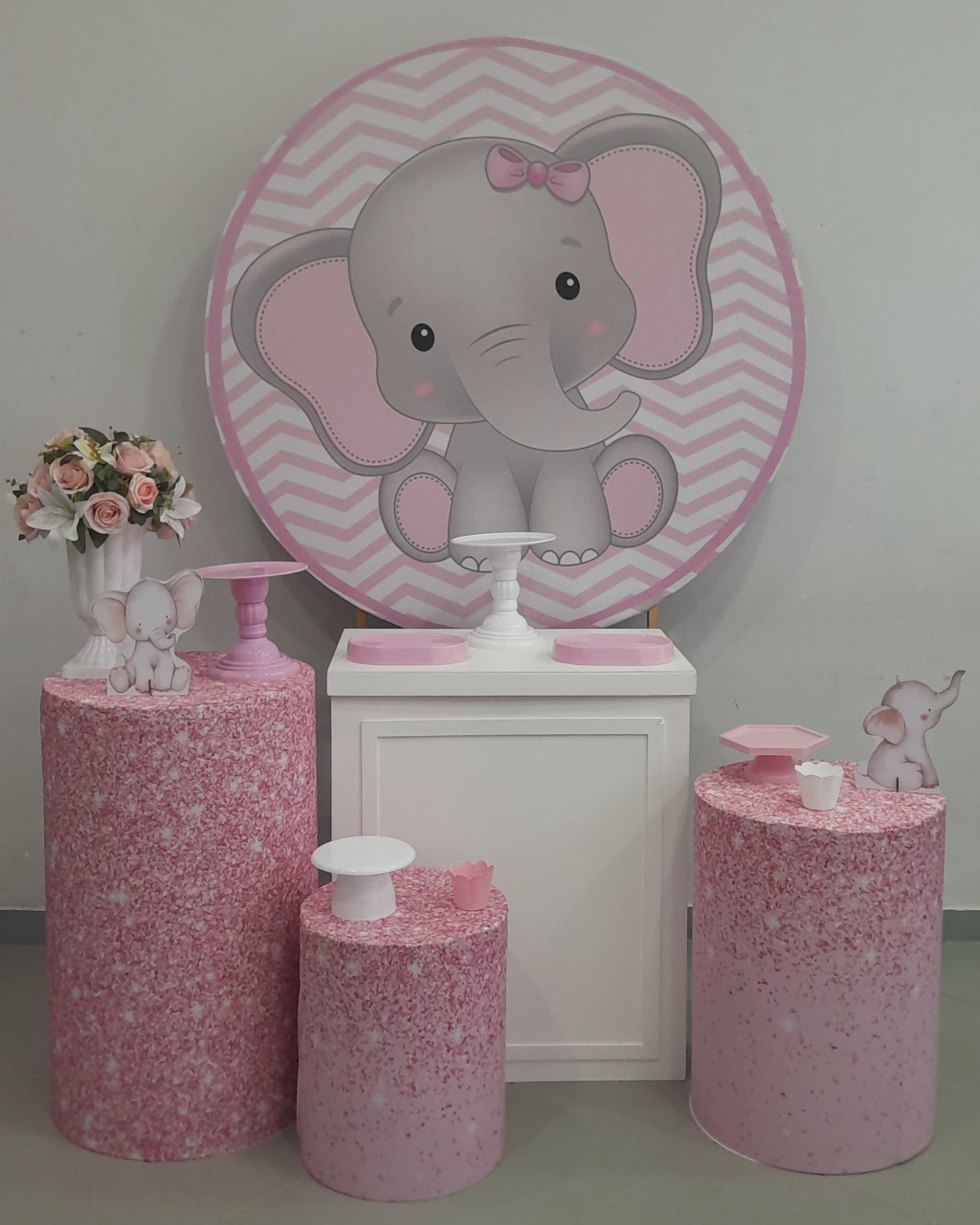 Kit Prata Elefantinho Rosa - Lili decorações pegue emonte