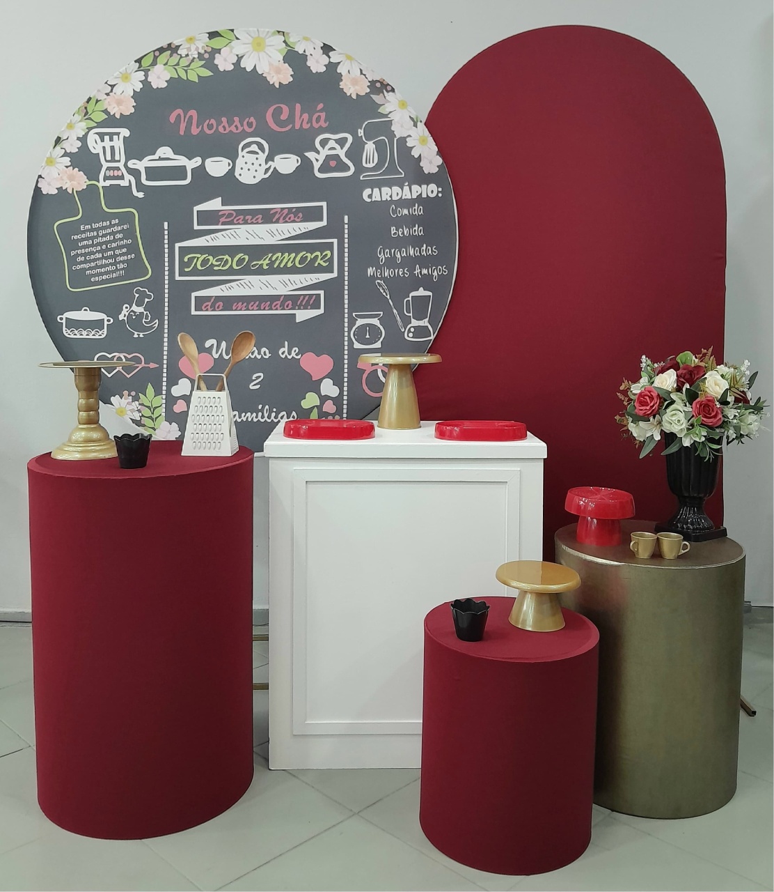 Kit Ouro Cha de Cozinha Vermelho/Dourado - Lili decorações pegue emonte